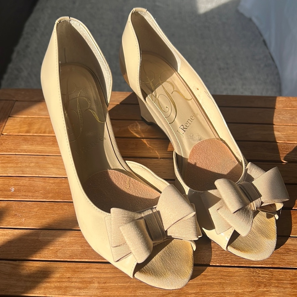 J. Renee wedge heels with peep toe in cream